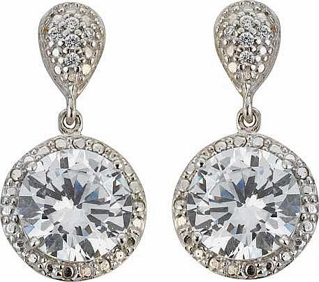 Unbranded Sterling Silver Cubic Zirconia Round Drop Earrings