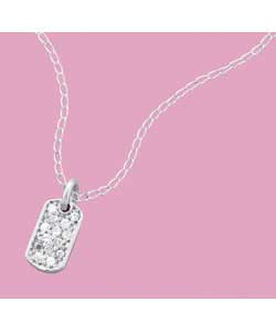 Sterling Silver Cubic Zirconia Set Dog Tag Pendant