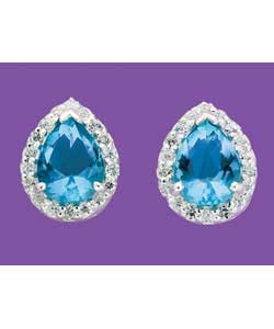 Sterling Silver Cubic Zirconia Teardrop Cluster Earrings