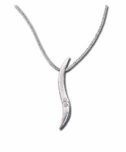 Sterling Silver Cubic Zirconia Wave Pendant