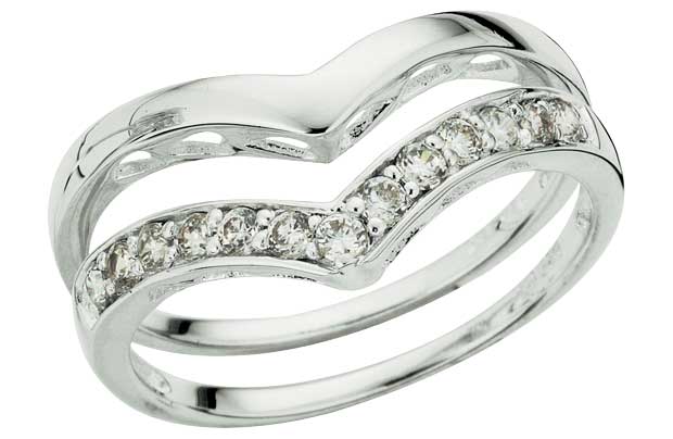 Unbranded Sterling Silver Cubic Zirconia Wishbone Ring -
