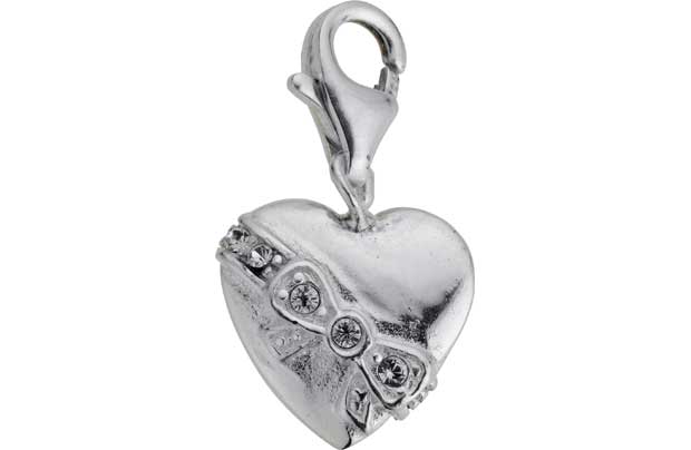 Unbranded Sterling Silver Cyrstal Heart Clip Charm
