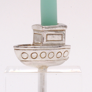 Sterling Silver Detailed Christening Boat Candle