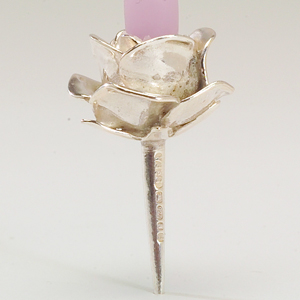 Sterling Silver Detailed Rose Christening Candle