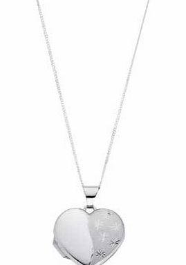 Unbranded Sterling Silver Diamond Cut Heart Locket Pendant