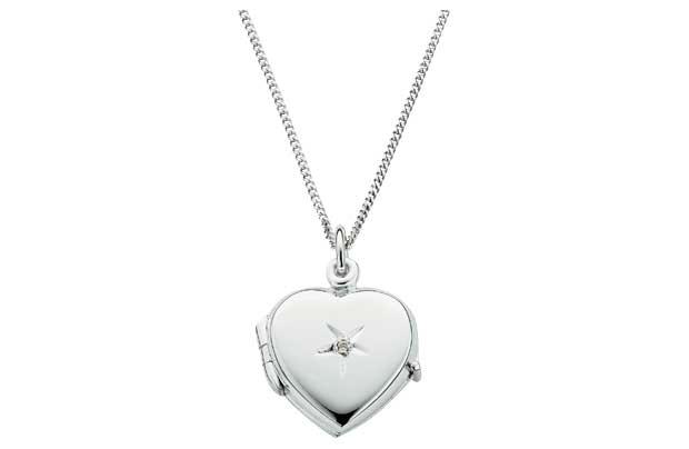 Unbranded Sterling Silver Diamond Set Heart Locket Pendant