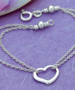 Sterling Silver Double Chain and Heart Bracelet