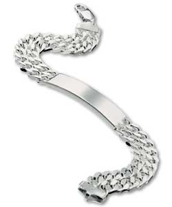 Sterling Silver Double Curb Identity Bracelet