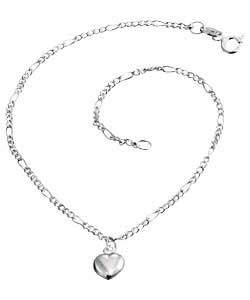 Sterling Silver Figaro Heart Anklet