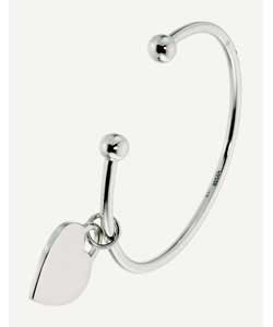 Sterling Silver Floating Heart Torque Bangle