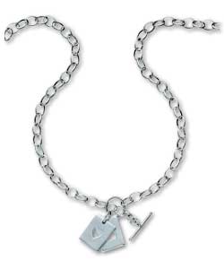 Sterling Silver Heart Dog Tag T Bar Chain