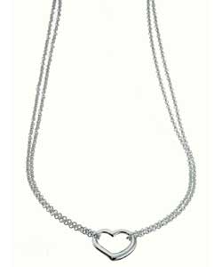 Sterling Silver Heart Pendant and Double Chain