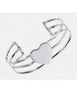 Sterling Silver Heart Row Bangle
