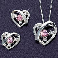 Sterling Silver Heart Set With Pink CZ