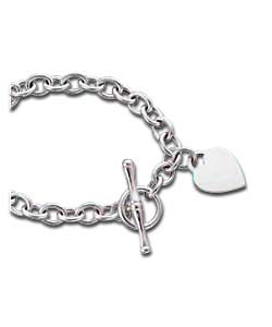 Sterling Silver Heart T-Bar Belcher Bracelet