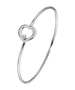 Sterling Silver Hooked Heart Bangle
