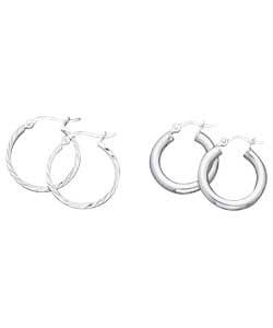 Sterling Silver Hoop Earrings - Set of 2