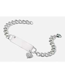 Sterling Silver ID Heart Charm Drop Bracelet