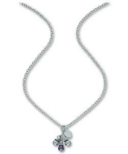 Sterling Silver Necklet with Heart Amyethyst and Pearl