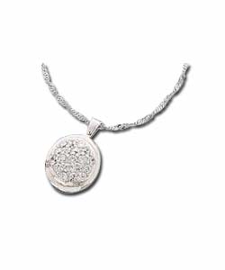 Sterling Silver Oval Cubic Zirconia Pendant