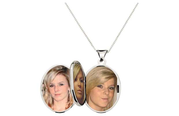 A locket pendant that holds up to 4 photos. Sterling silver. Length of necklace 46cm/18in. Pendant size H21