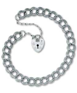 Sterling Silver Padlock and Curb Bracelet