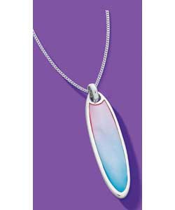 Sterling Silver Pink and Blue Mother of Pearl Oval Pendant