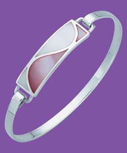 Sterling Silver Pink and White Mother of Pearl Bangle