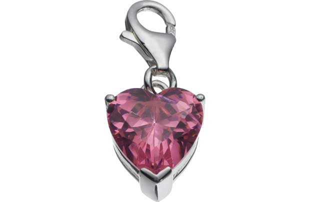 Unbranded Sterling Silver Pink Cubic Zirconia Heart Clip