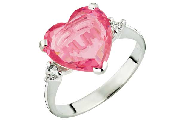 Unbranded Sterling Silver Pink Cubic Zirconia Heart Mum