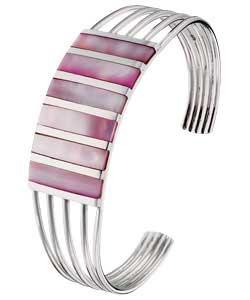 Sterling Silver Pink Mother of Pearl Cuff Bangle