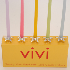 Sterling Silver Plated Set of Five Star Candle