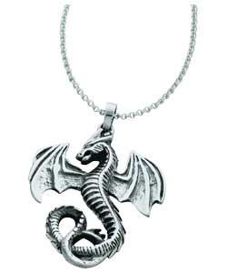 Sterling Silver Rearing Dragon Pendant