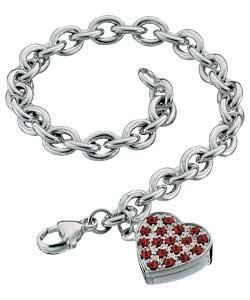Sterling Silver Red Heart Secret Love Bracelet
