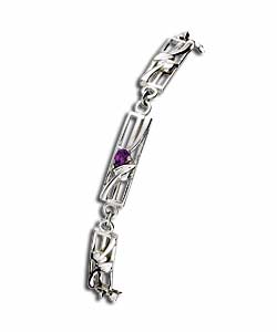 Sterling Silver Rennie Mackintosh Style Amethyst Bracelet