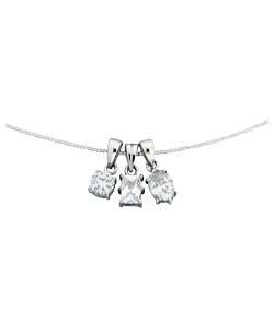 Sterling Silver Set of 3 Cubic Zirconia Pendants and Chain