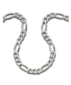 Sterling Silver Solid Diamond Cut Figaro Chain