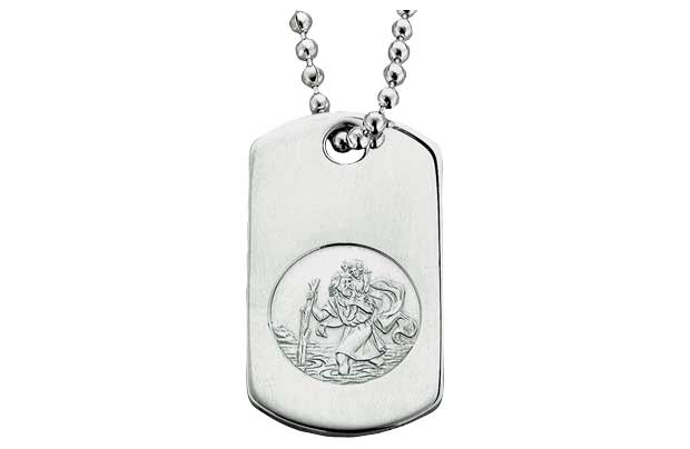 A tag pendant is perfect for the fashion conscious male. Sterling silver. Length of necklace 46cm/18in. Pendant size H18