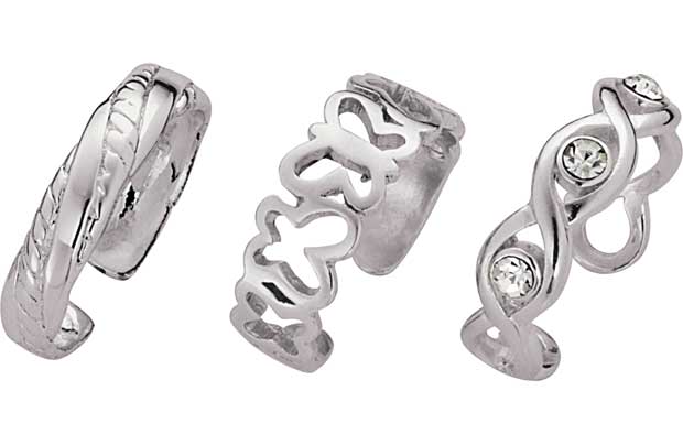 Unbranded Sterling Silver Toe Rings - Set of 3