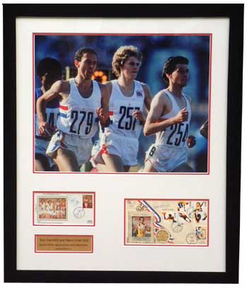 Unbranded Steve Ovett and Seb Coe signed and framed Olympic FDC Presentation