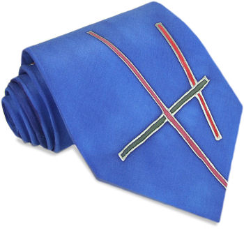 Unbranded Sticks Blue Handpainted Silk Tie