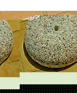 Concrete and stone composition.Diameter 34cm.Adjustable pole holders (galvanised steel) for parasol