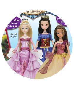 Beautiful Princess doll with storytime book and tiara for you to wear. Colours and styles may vary