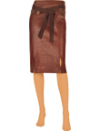 Straight leather skirt.