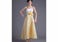 Unbranded Strapless Backless 3D-flower Ankle-length Satin