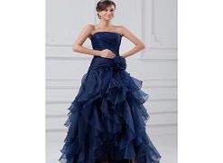 Unbranded Strapless Backless Pleat 3D-flower Asymmetrical