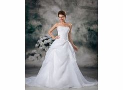 Unbranded Strapless Backless Pleat Beading Pick-up Sweep