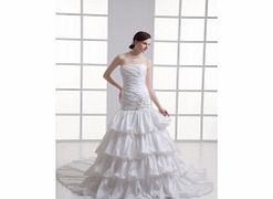 Unbranded Strapless Dropped Pleat Layered Ruffles Beaded