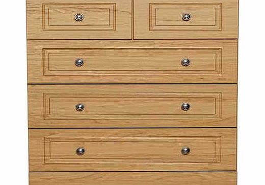Ready assembled for your convenience. the Stratford collection is a popular choice. This oak effect 3+2 drawer chest is beautifully finished with attractive metal handles and provides ample storage space for all your folded garments. This impressive 
