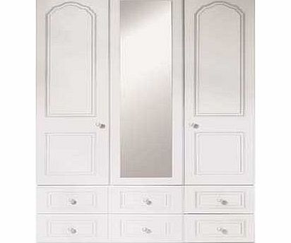 Unbranded Stratford 3 Door Mirrored Wardrobe - White